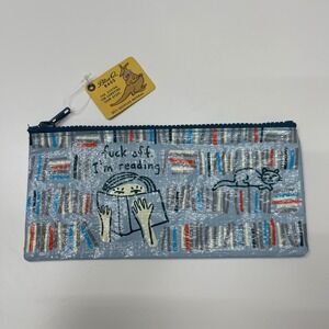 Blue Q Zipper Pouch Pencil Case F**k Off I'm Reading Funny Discontinued NEW